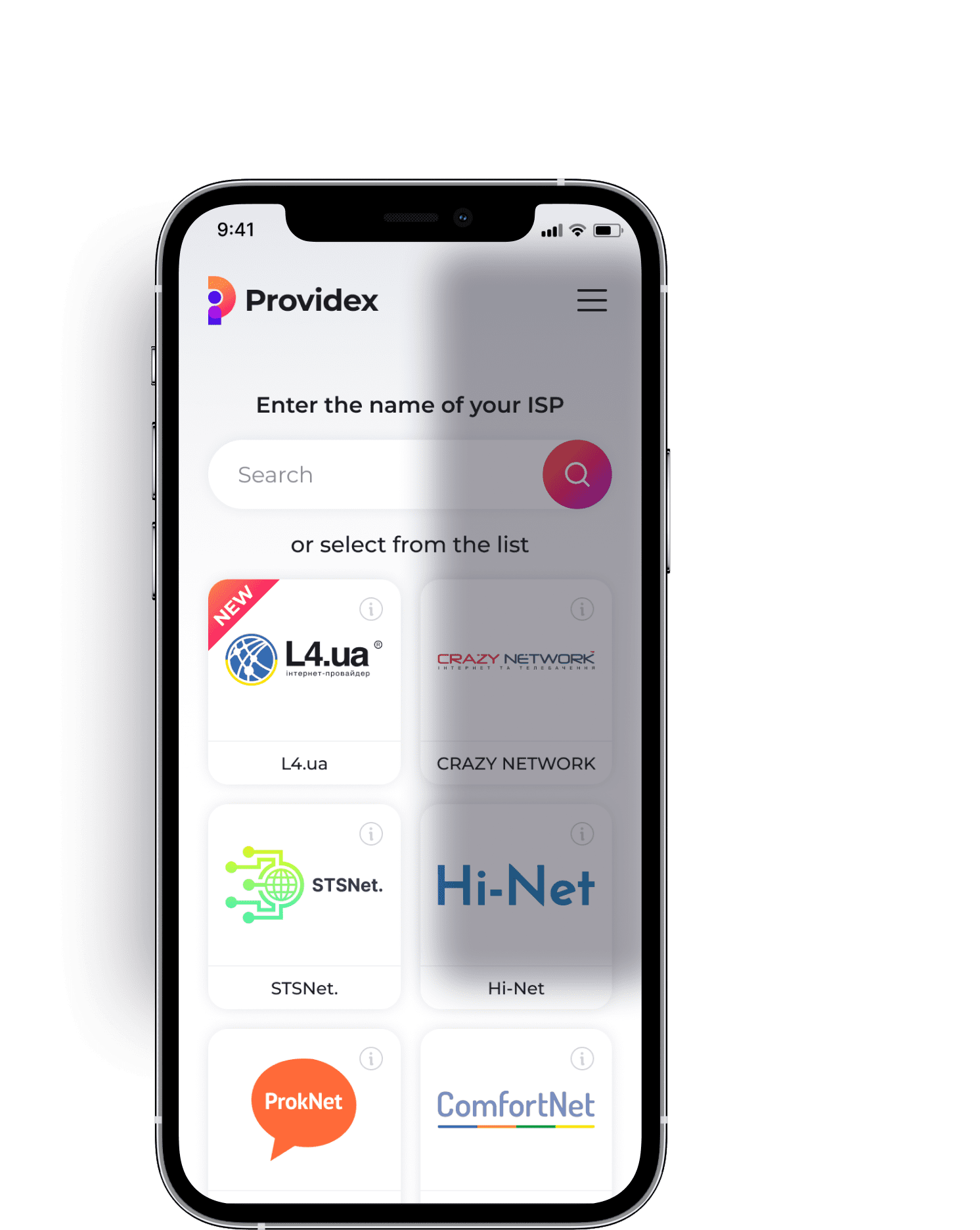 Providex app home screen 2