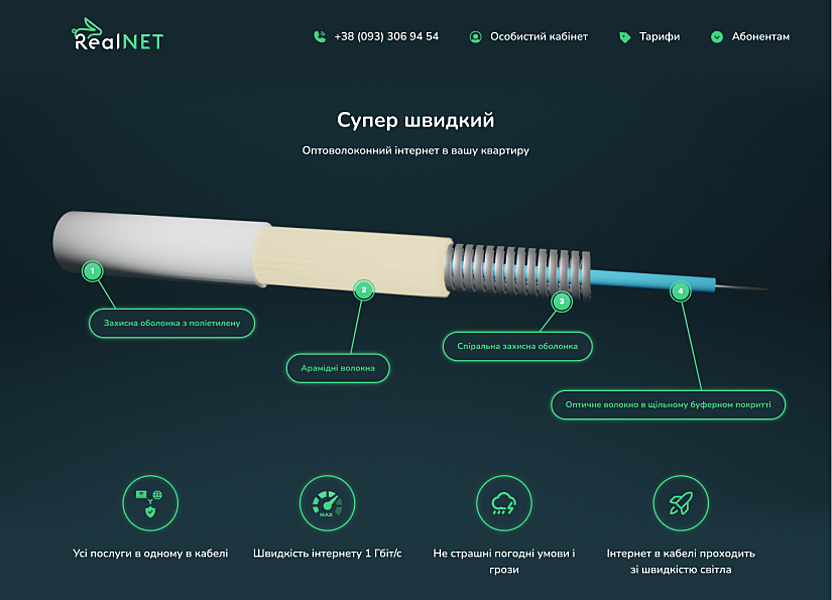 Структура оптоволокна Realnet